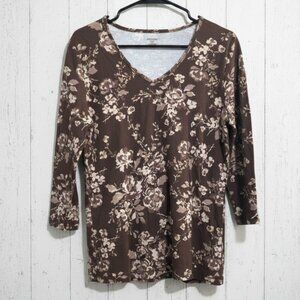 St. John's Bay Size Medium Floral Print Top Brown